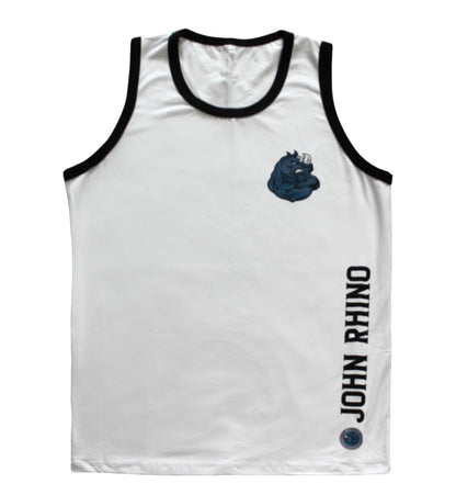 John Rhino White Sleeveless Muscle T-shirt