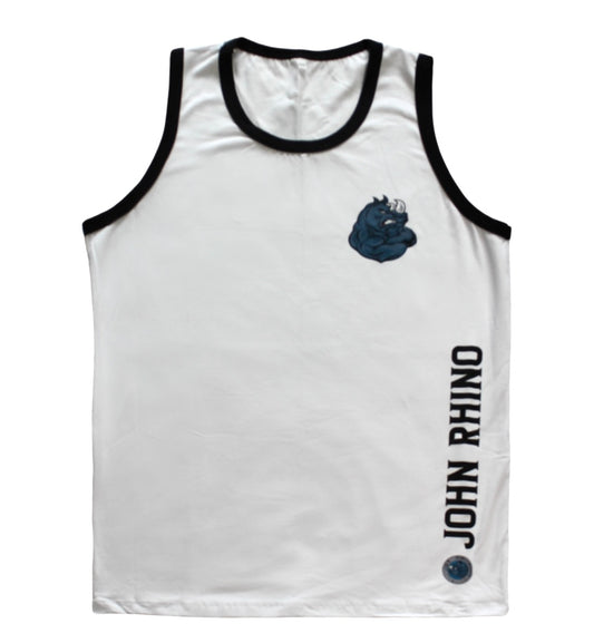 John Rhino White Sleeveless Muscle T-shirt
